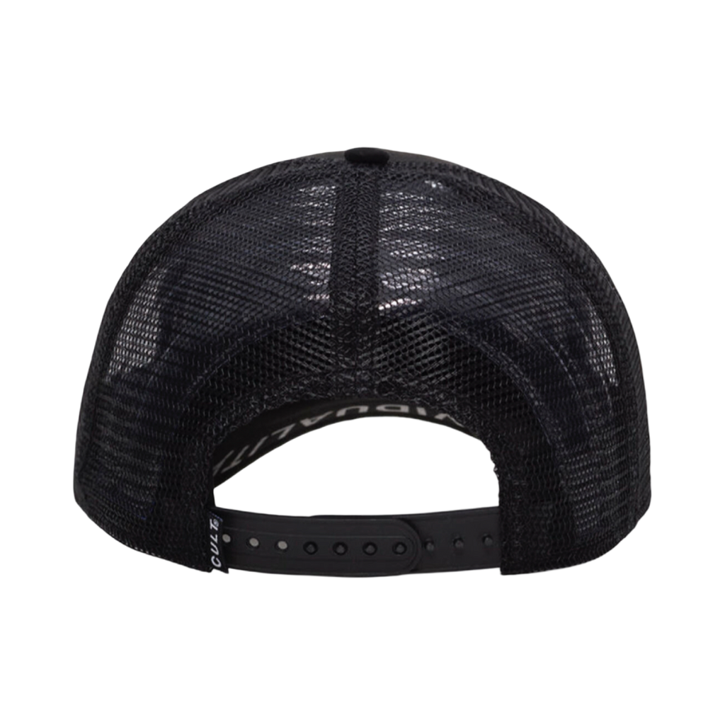 Cult's Clean Logo Mesh Back Trucker Hat in Black