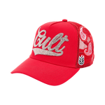 Cult's Paisley Shimuchan Logo Mesh Back Trucker Hat in Red
