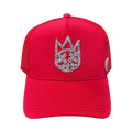 Cult's Crystal Logo Mesh Back Trucker Hat in Red