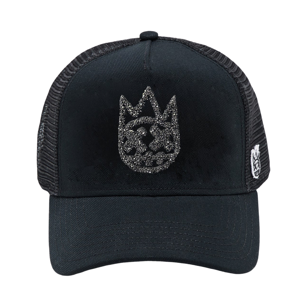 Cult's Crystal Logo Mesh Back Trucker Hat in Black