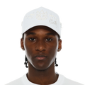 Cult x El Alfa Premium 5 Panel A Frame Trucker Hat with Pearls in White