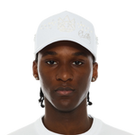 Cult x El Alfa Premium 5 Panel A Frame Trucker Hat with Pearls in White