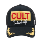 Cult's Logo Mesh Back Trucker Hat "Cult Racing" in Black