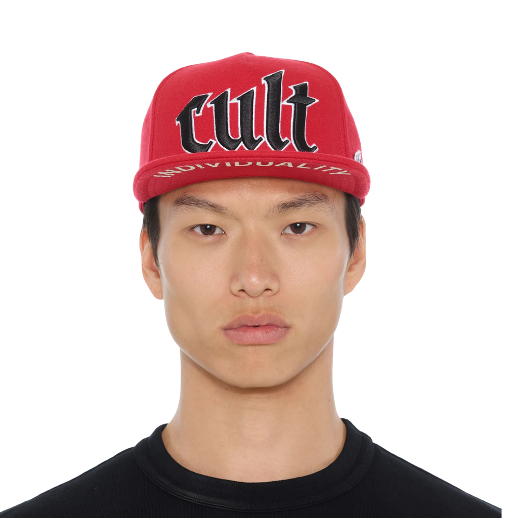 Cult's Old English Cult Logo Hat in High Risk Red