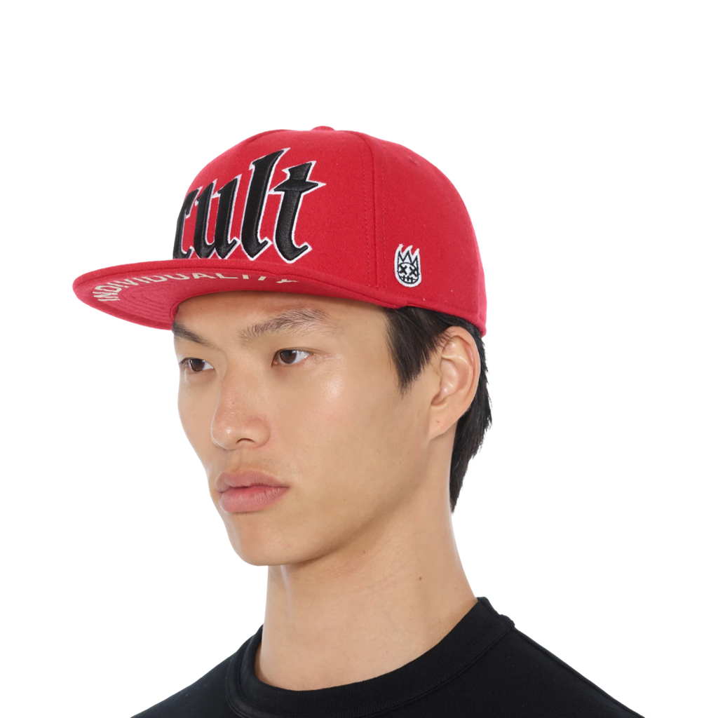 Cult's Old English Cult Logo Hat in High Risk Red