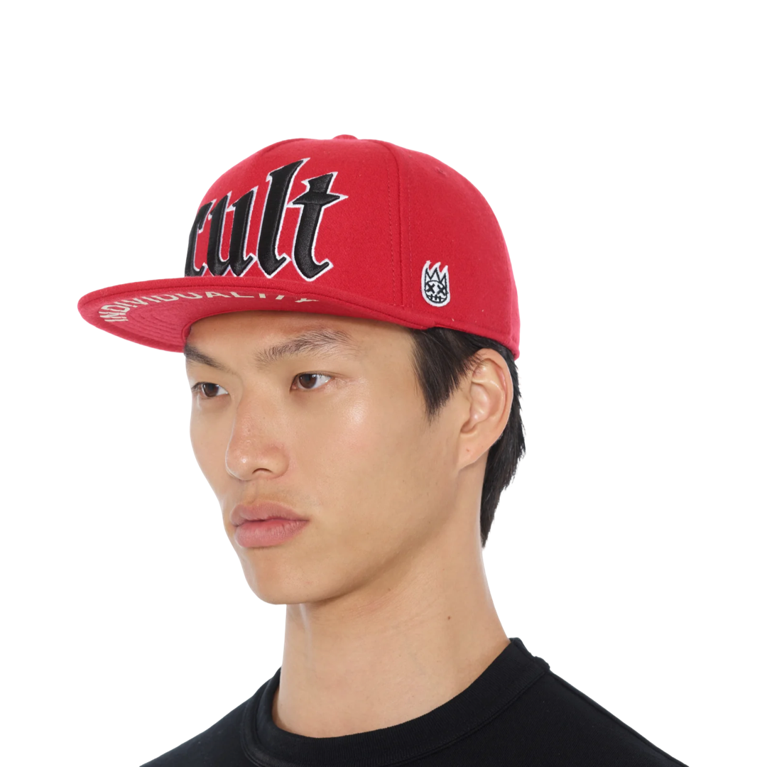 Cult's Old English Cult Logo Hat in High Risk Red