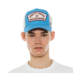 Cult's Logo Mesh Back Trucker Hat "Good At Bad Decisions" in Rhubarb