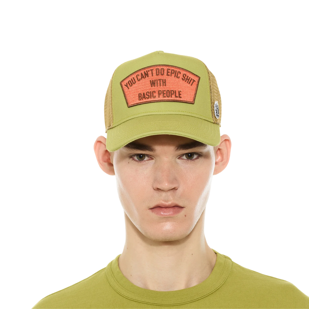 Cult's Logo Mesh Back Trucker Hat "Cant Do Epic Shit" in Green Oasis