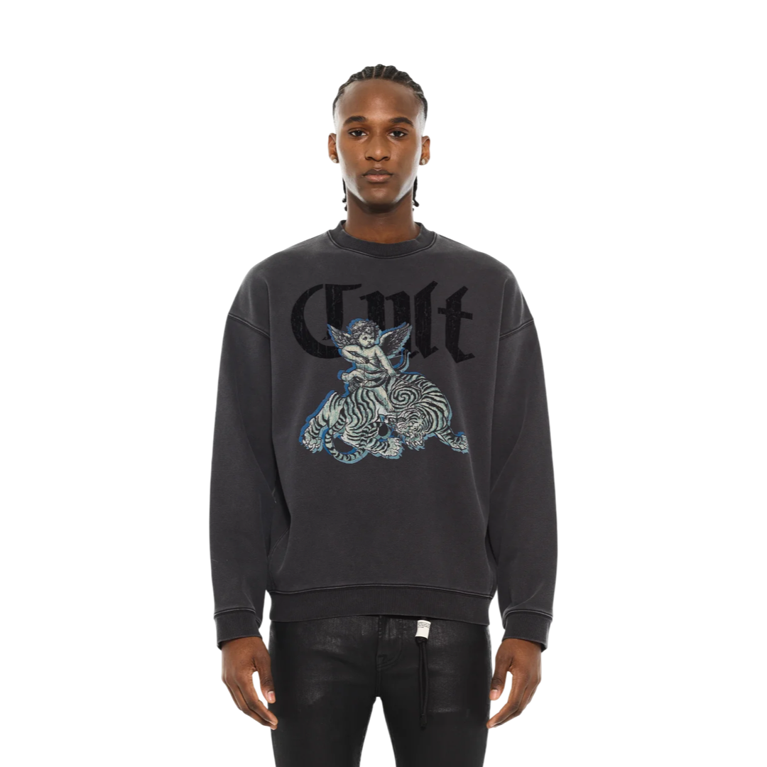 Cult's Novelty Fleece Crew Sweatshirt in Vintage Charcoal