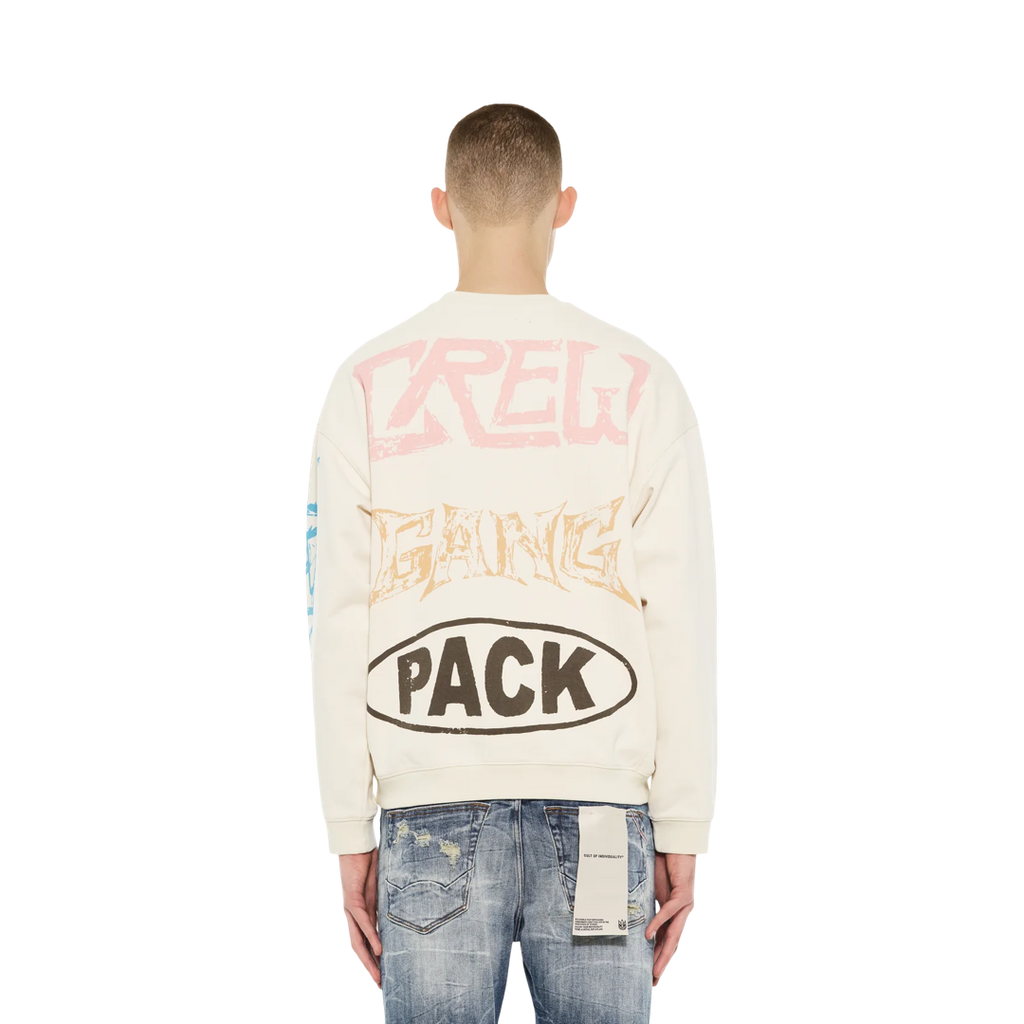 Cult's Novelty Fleece Crew Sweatshirt in Winter White