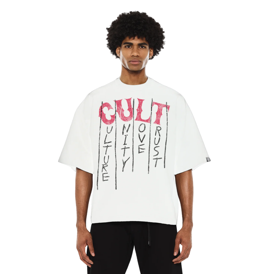 Cult's Oversized Heavyweight Boxy Short Sleeve Crew Neck Tee "C.U.L.T."
