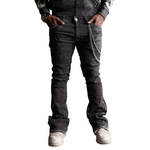 Stone-Line Zipper Men's Jeans Black