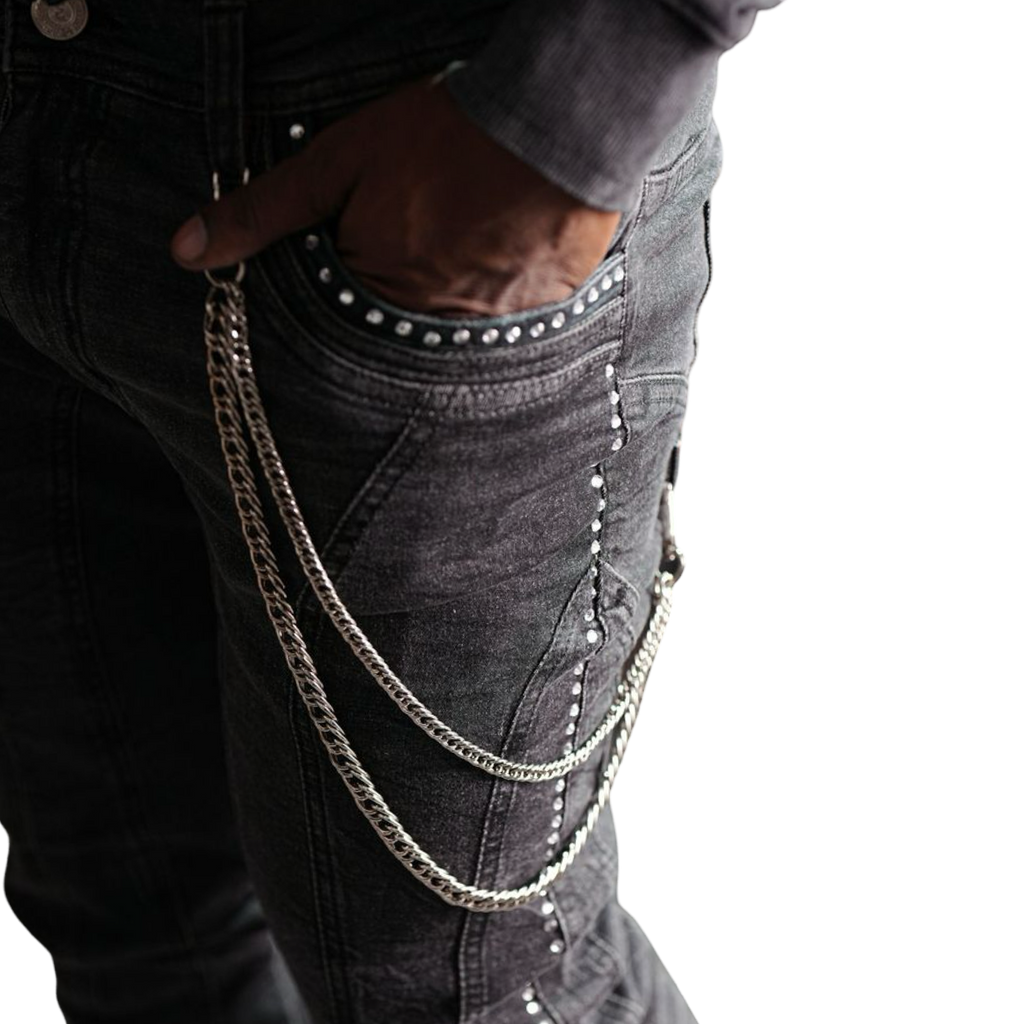 Stone-Line Zipper Men's Jeans Black