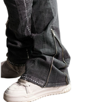 Stone-Line Zipper Men's Jeans Black