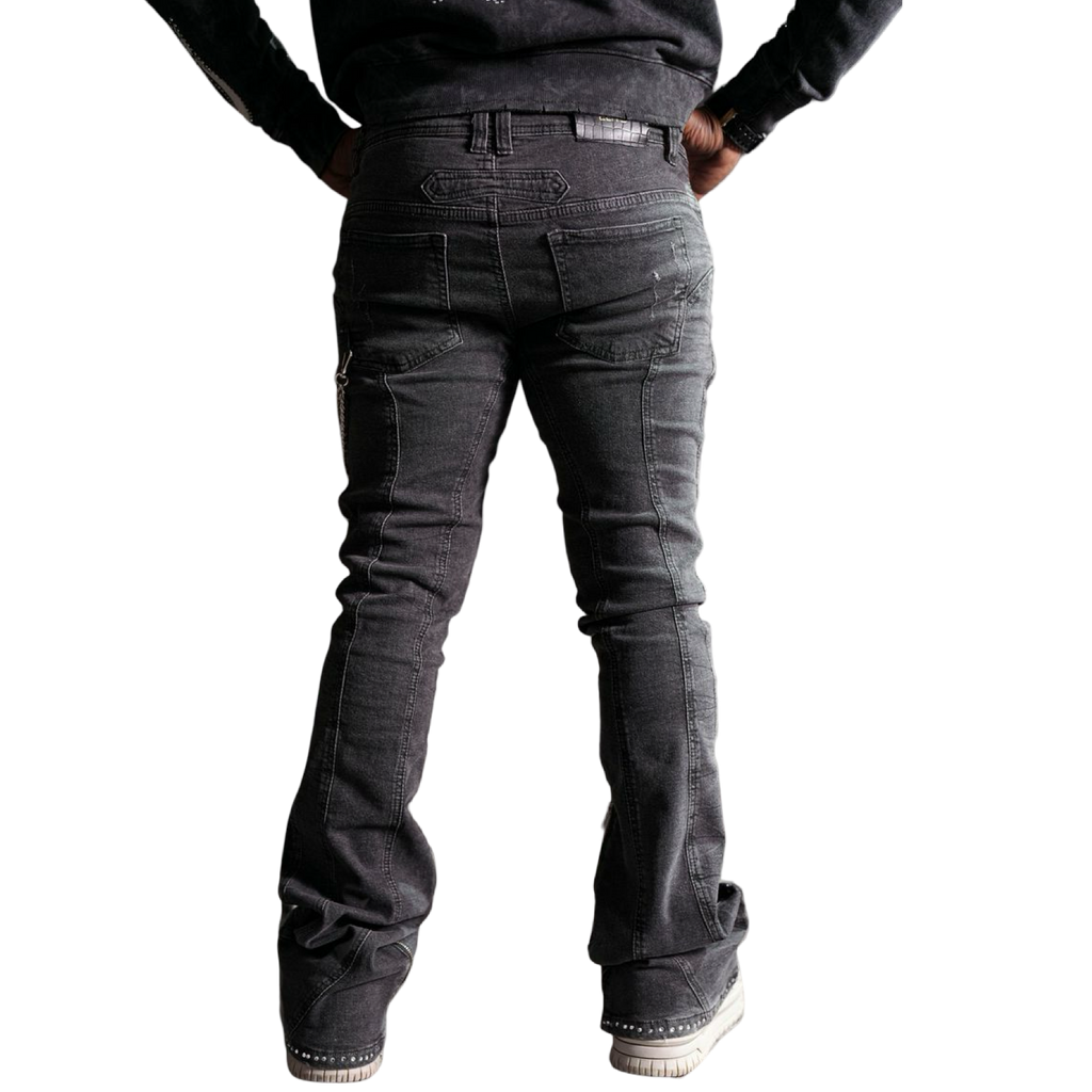Stone-Line Zipper Men's Jeans Black