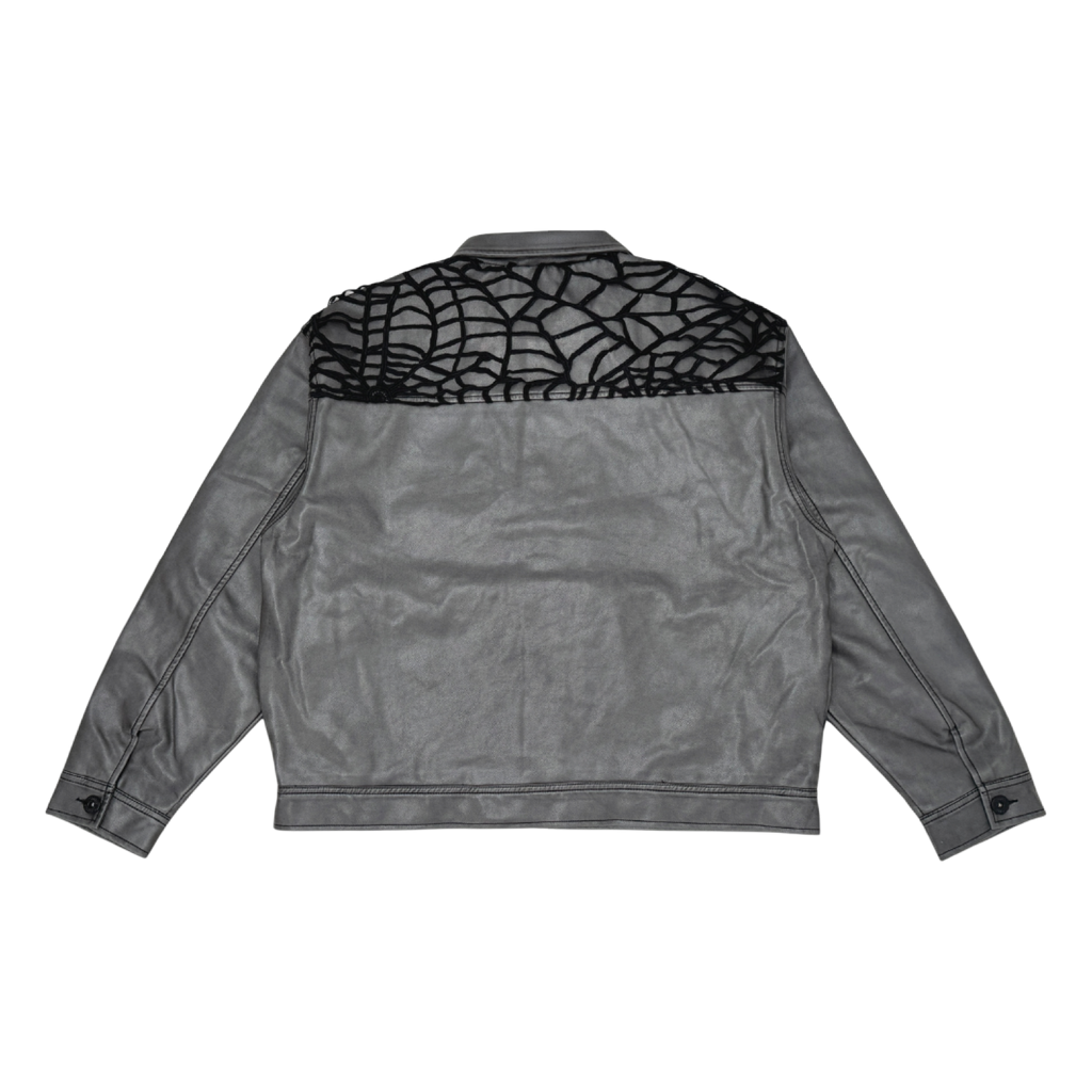 Vegan Leather Jacket / Spyder Web