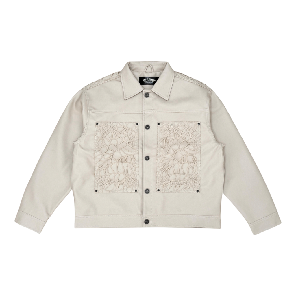 Vegan Leather Jacket / Spyder Web
