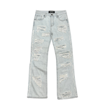 PREMIUM RELAXED FLARE DENIM WITH PEARL / RIHNESTONES