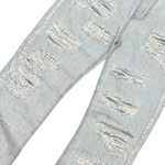 PREMIUM RELAXED FLARE DENIM WITH PEARL / RIHNESTONES
