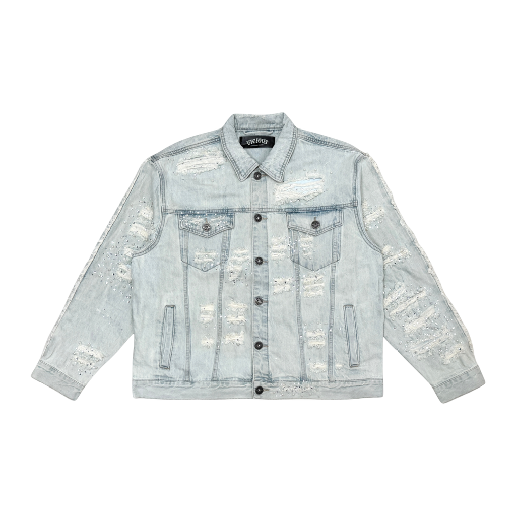 PREMIUM DENIM JACKETS WITH PEARL / RIHNESTONES