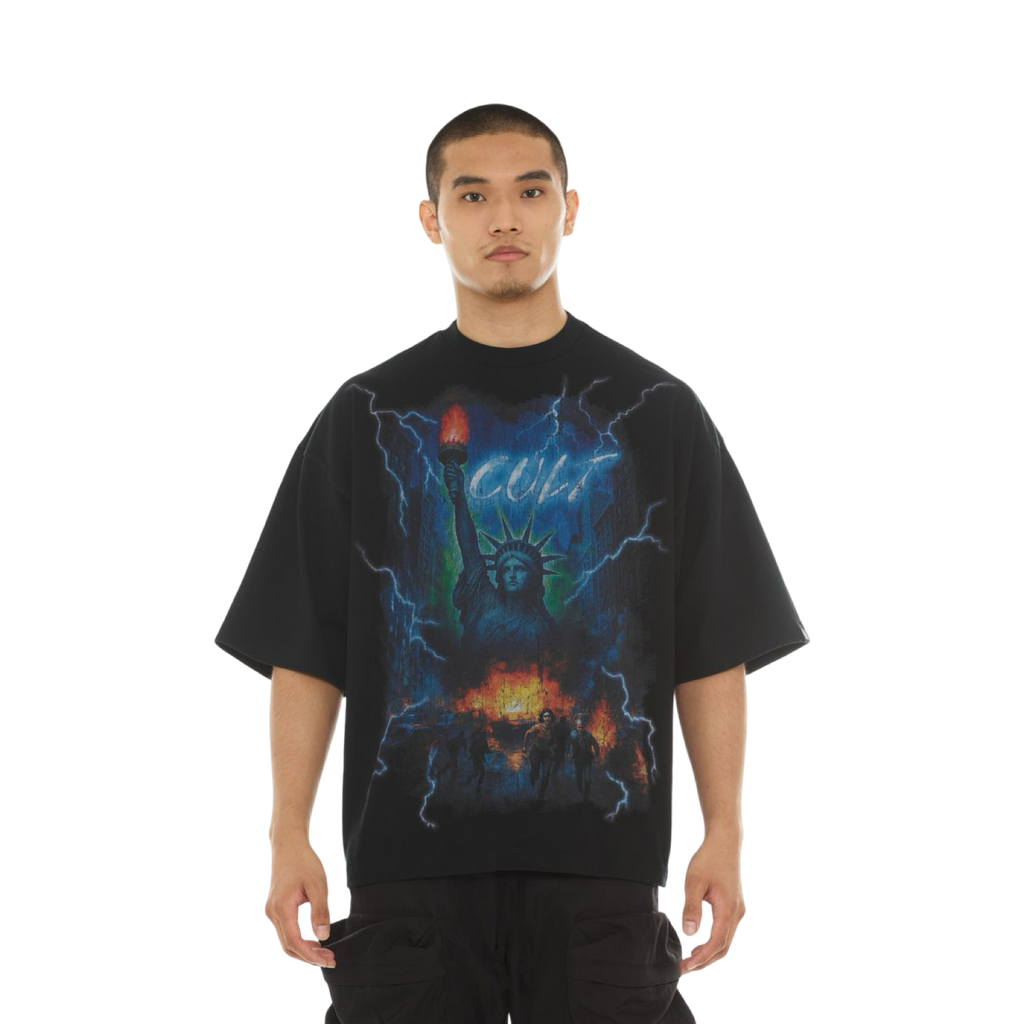 OVERSIZED SHORT SLEEVE CREW NECK TEE "BIG APPLE"