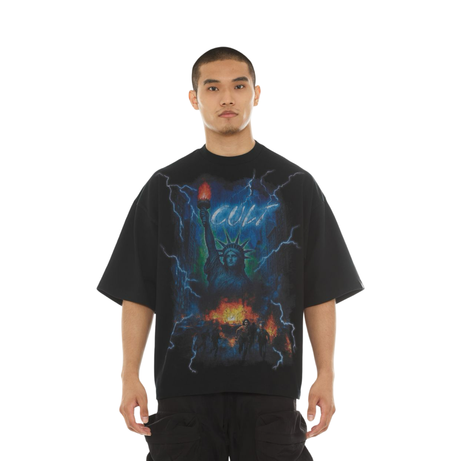 OVERSIZED SHORT SLEEVE CREW NECK TEE "BIG APPLE"