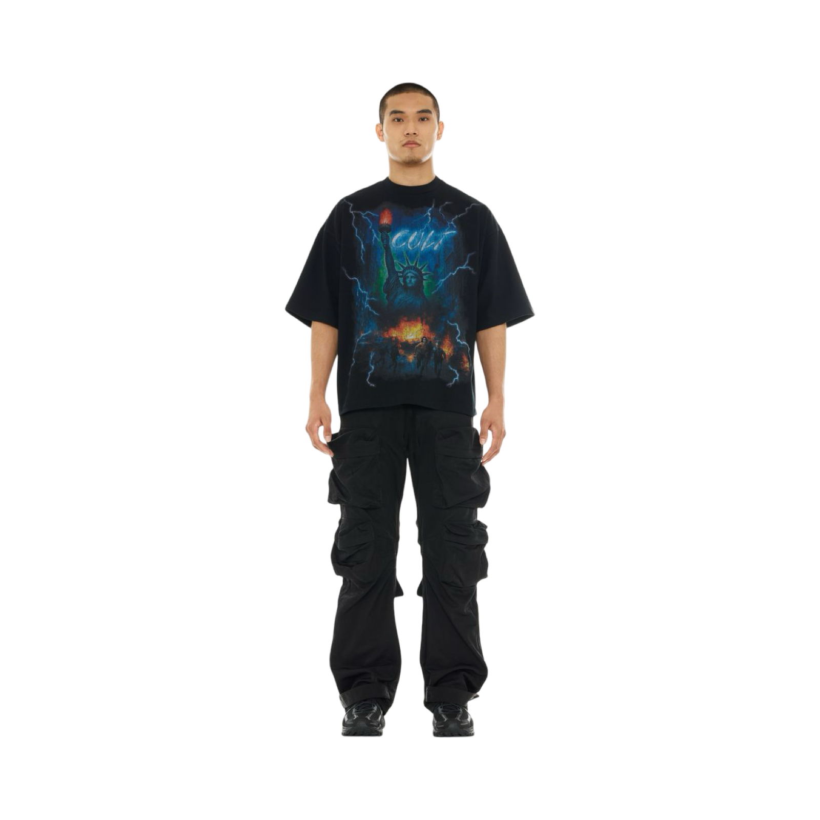 OVERSIZED SHORT SLEEVE CREW NECK TEE "BIG APPLE"