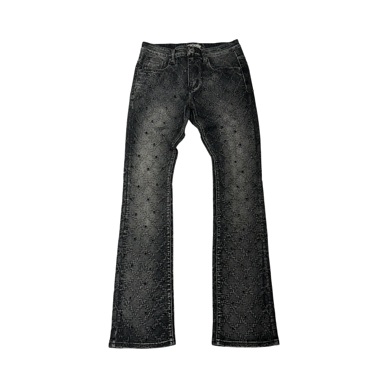 EMBELLISH RHINESTONE FLARE DENIM