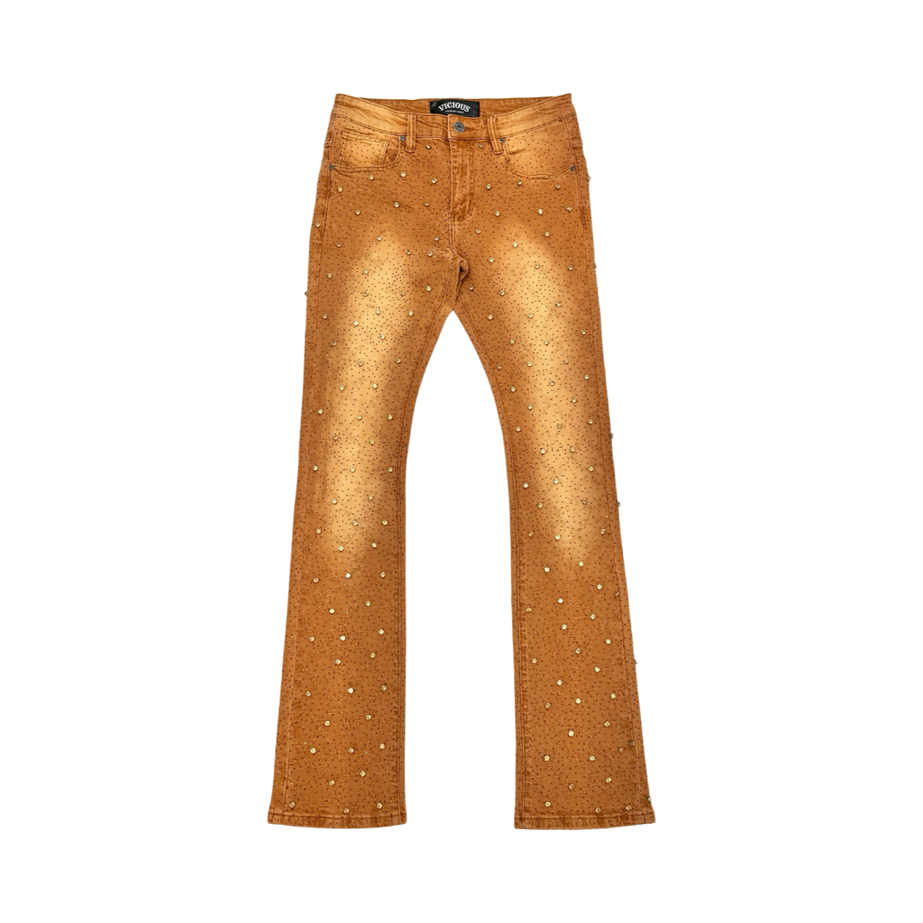 EMBELLISH RHINESTONE FLARE DENIM