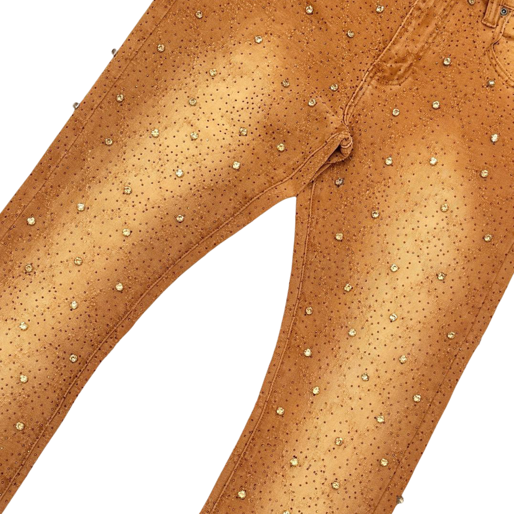 EMBELLISH RHINESTONE FLARE DENIM