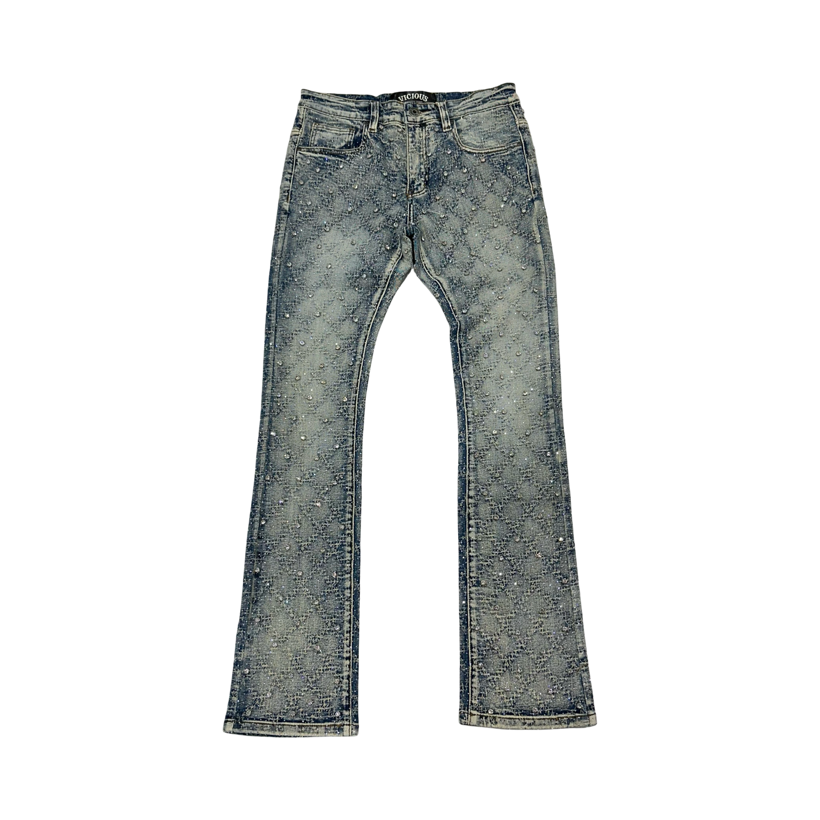 EMBELLISH RHINESTONE FLARE DENIM