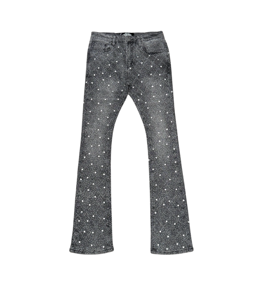 EMBELLISH RHINESTONE FLARE DENIM