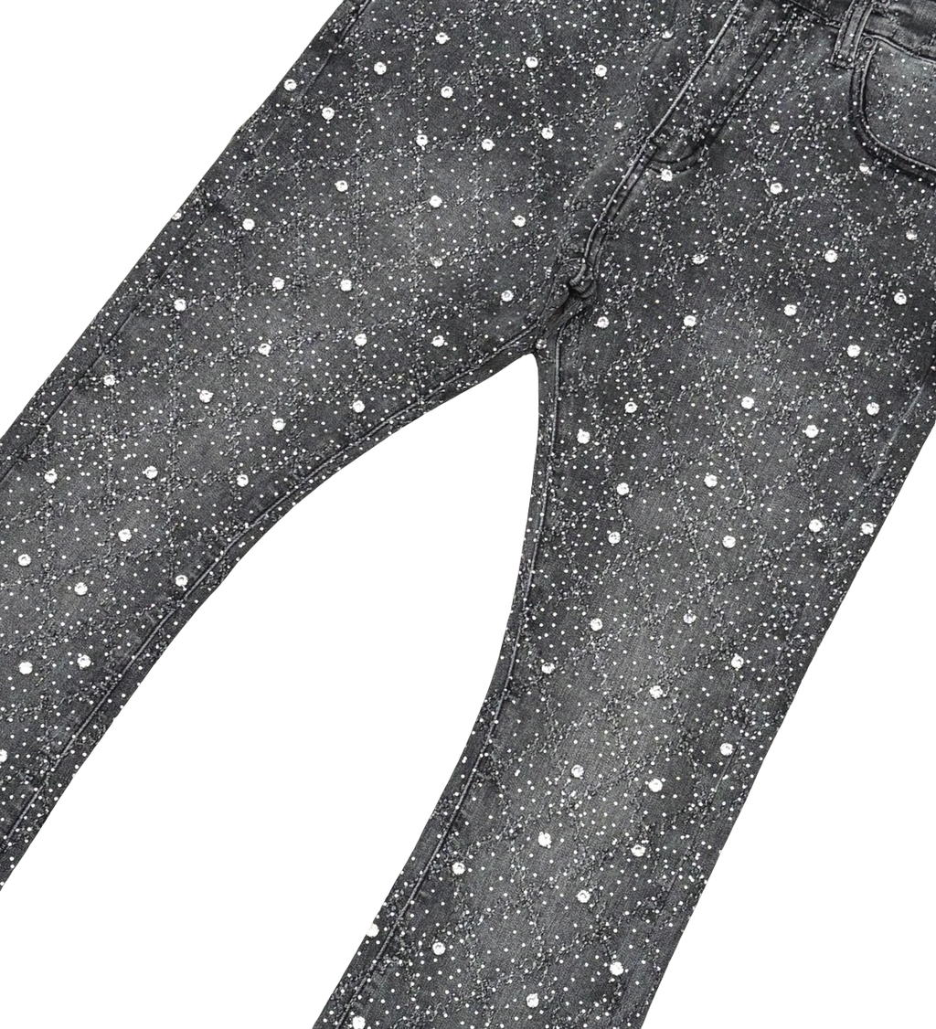 EMBELLISH RHINESTONE FLARE DENIM