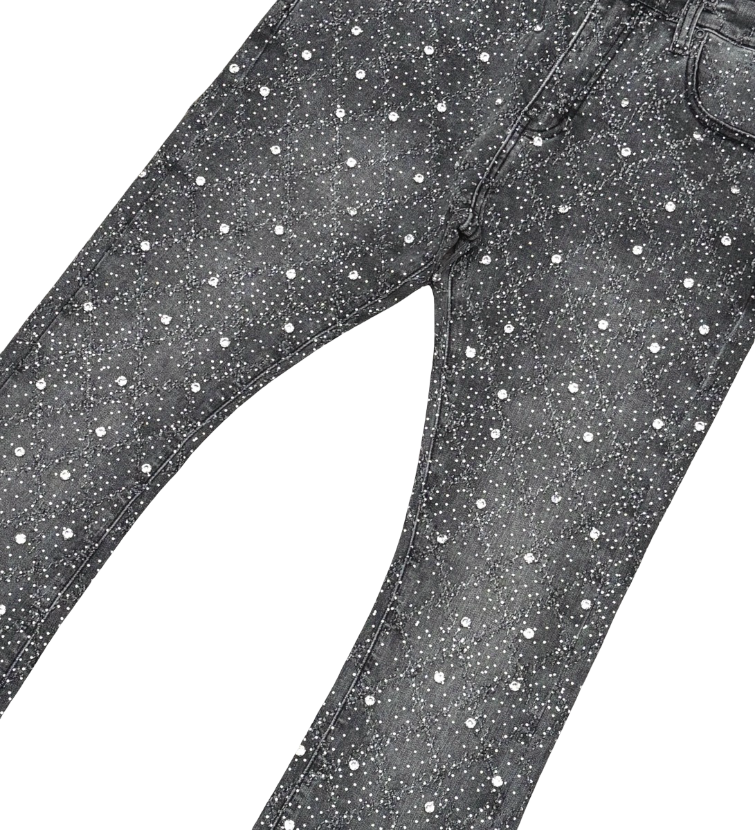EMBELLISH RHINESTONE FLARE DENIM