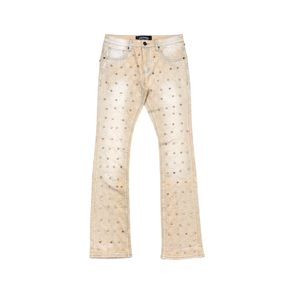 EMBELLISH RHINESTONE FLARE DENIM