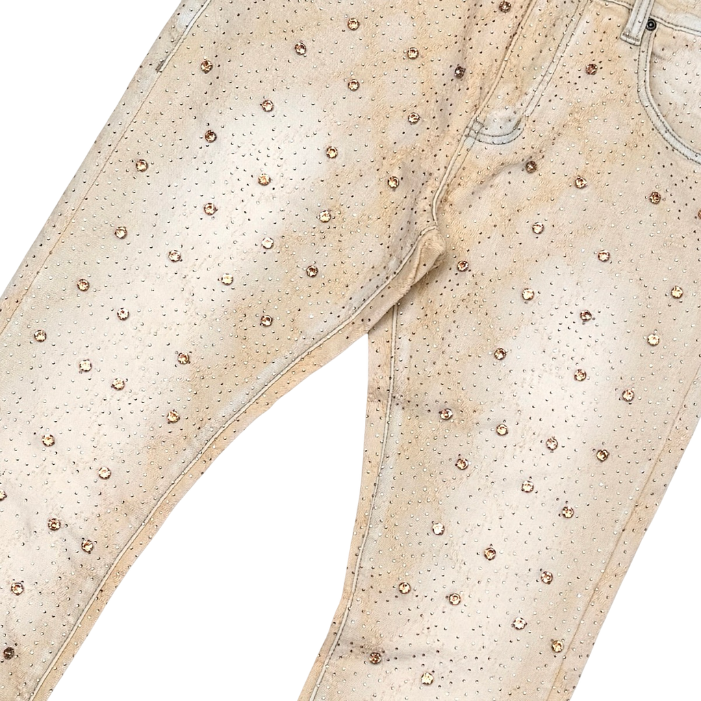 EMBELLISH RHINESTONE FLARE DENIM