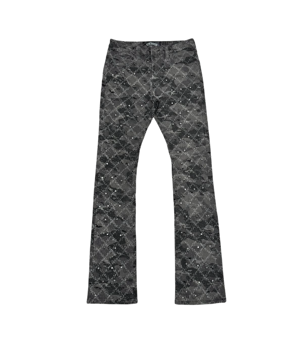 EMBELLISH RHINESTONE FLARE DENIM