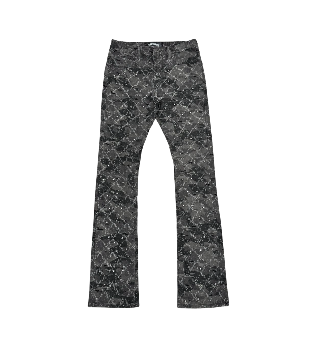 EMBELLISH RHINESTONE FLARE DENIM