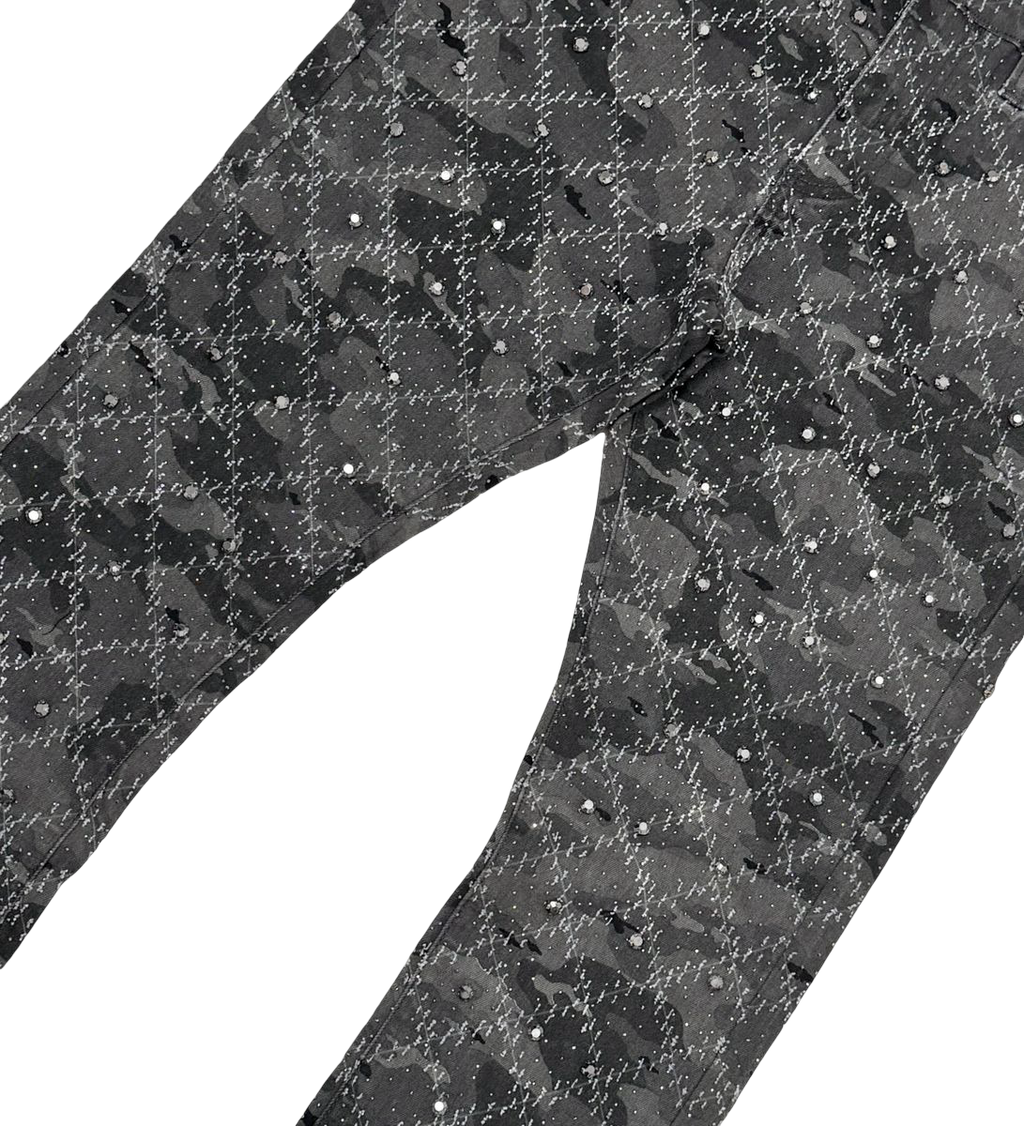 EMBELLISH RHINESTONE FLARE DENIM
