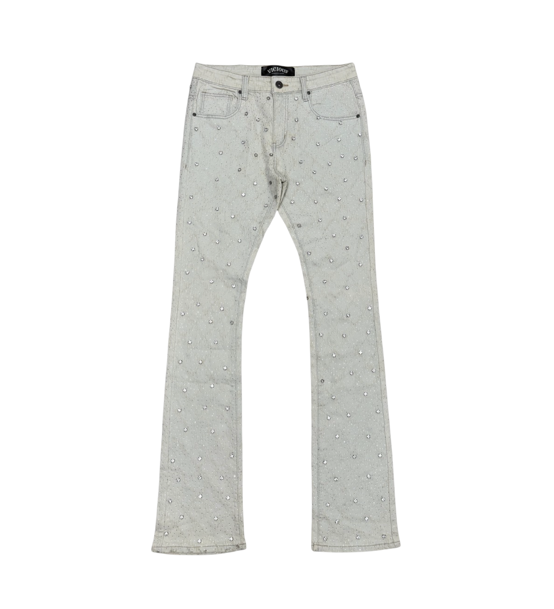EMBELLISH RHINESTONE FLARE DENIM