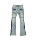 MULTI CARGO SIDE ZIPPER FLARE DENIM
