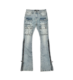 MULTI CARGO SIDE ZIPPER FLARE DENIM