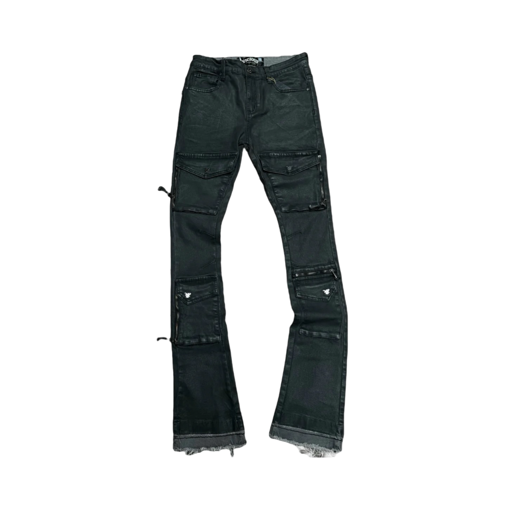 STACKED WAX COATED MULTI CARGO DENIM