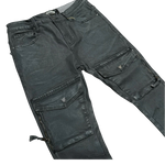 STACKED WAX COATED MULTI CARGO DENIM