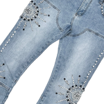 EMBELLISHED RHINESTONE FLARE DENIM