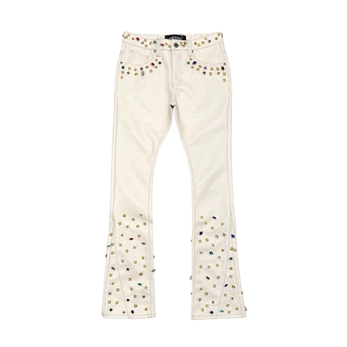EMBELLISHED RHINESTONE STAR FLARE DENIM