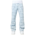Aqua Blue Pockets Flared Denim