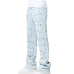 Aqua Blue Pockets Flared Denim