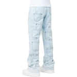 Aqua Blue Pockets Flared Denim