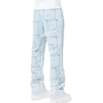 Aqua Blue Pockets Flared Denim